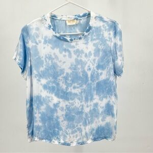 Nation LTD Sky Blue Tie-Dye Short Sleeve Top